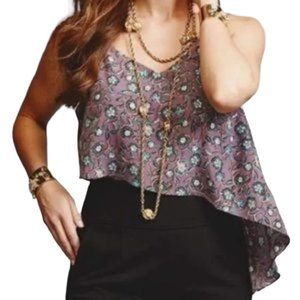 CAbi Cami Top Blouse Small Purple Asymmetrical 3453 Floral Scrollwork Paisley